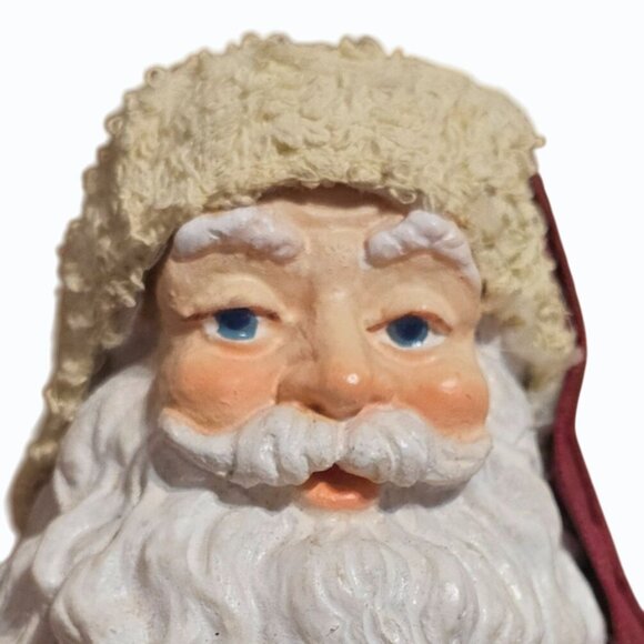 Vintage Fabric Mache 10" Santa Claus Figure Holding Bag of Toys Great Condition - Picture 6 of 16